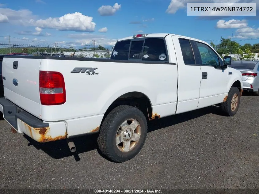 2006 Ford F-150 Stx/Xl/Xlt VIN: 1FTRX14W26NB74722 Lot: 40148294