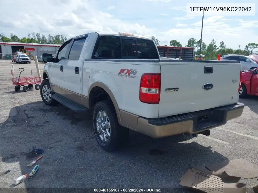 2006 Ford F-150 VIN: 1FTPW14V96KC22042 Lot: 40521800