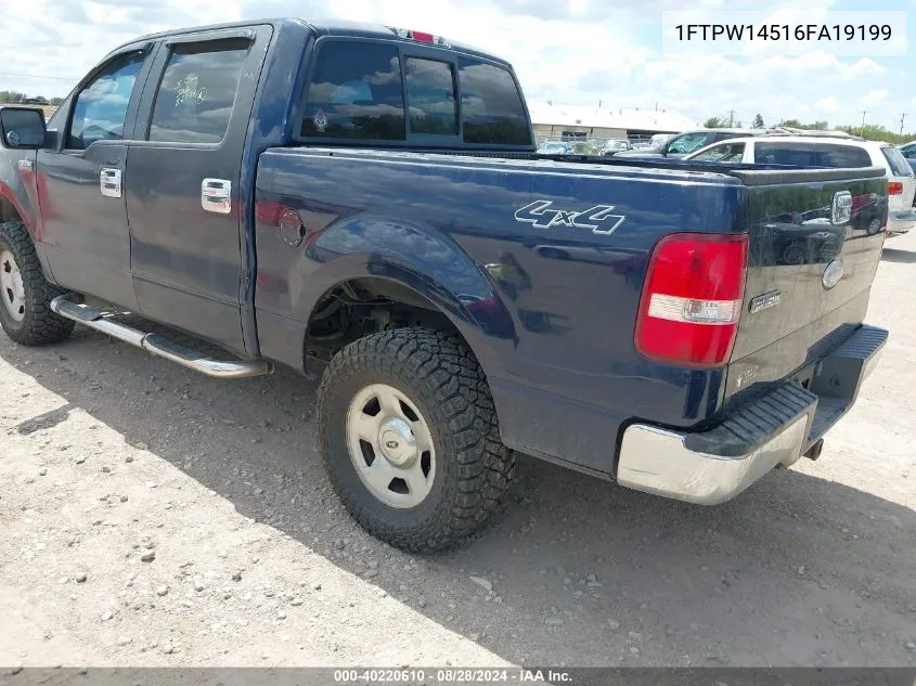 2006 Ford F-150 Fx4/Lariat/Xlt VIN: 1FTPW14516FA19199 Lot: 40220610