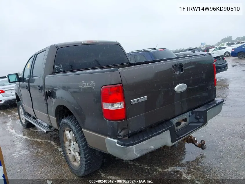 2006 Ford F-150 Xlt VIN: 1FTRW14W96KD90510 Lot: 40240542