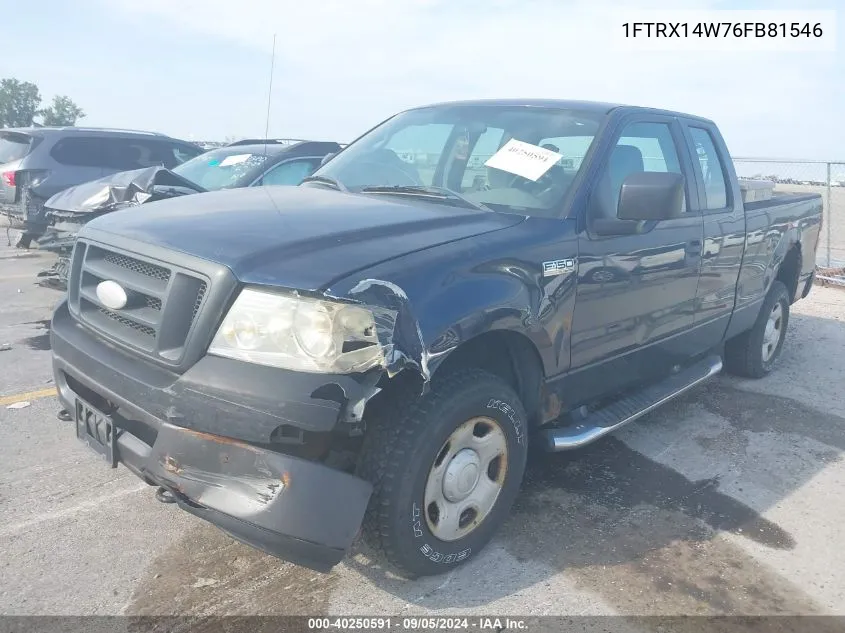 2006 Ford F150 VIN: 1FTRX14W76FB81546 Lot: 40250591