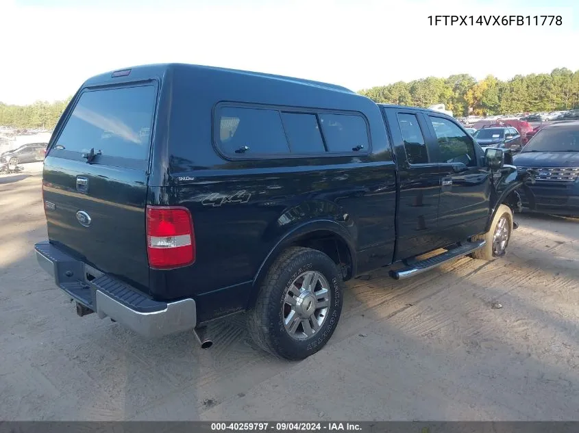 2006 Ford F150 VIN: 1FTPX14VX6FB11778 Lot: 40259797