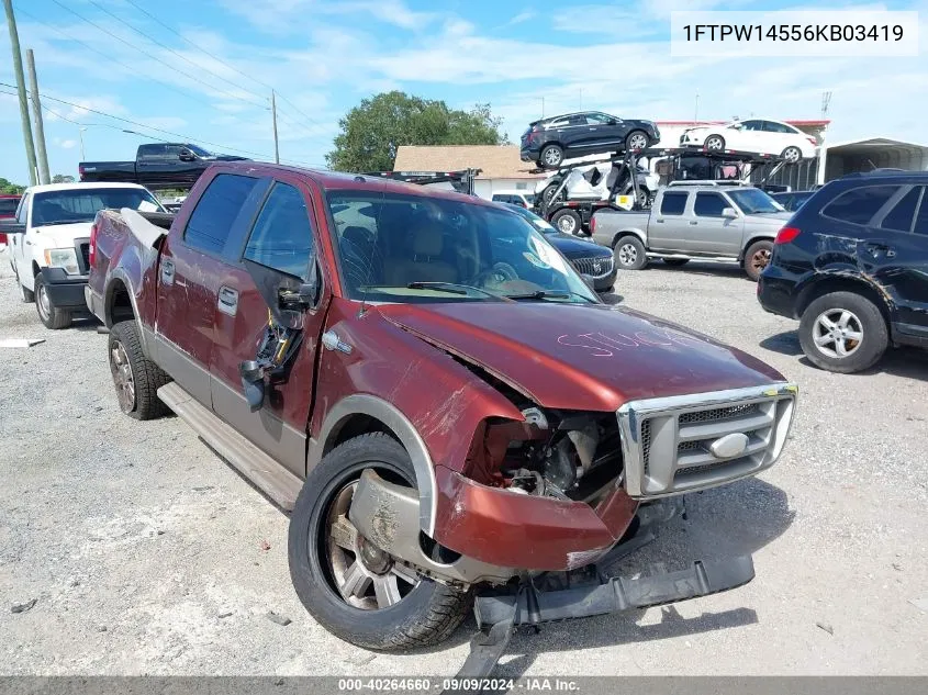 2006 Ford F-150 Fx4/Lariat/Xlt VIN: 1FTPW14556KB03419 Lot: 40264660