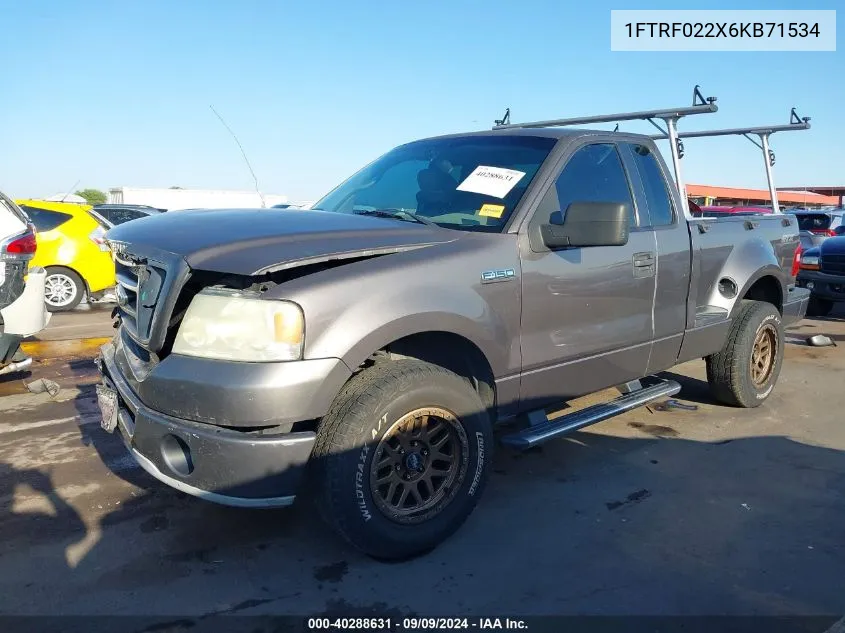 2006 Ford F-150 Stx/Xlt VIN: 1FTRF022X6KB71534 Lot: 40288631