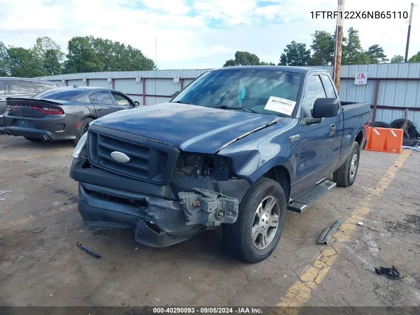 2006 Ford F-150 Stx/Xl/Xlt VIN: 1FTRF122X6NB65110 Lot: 40290093