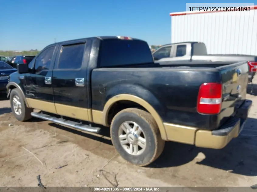 2006 Ford F-150 Lariat/Xlt VIN: 1FTPW12V16KC84893 Lot: 40291335