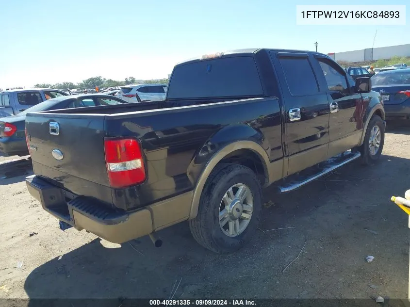 2006 Ford F-150 Lariat/Xlt VIN: 1FTPW12V16KC84893 Lot: 40291335