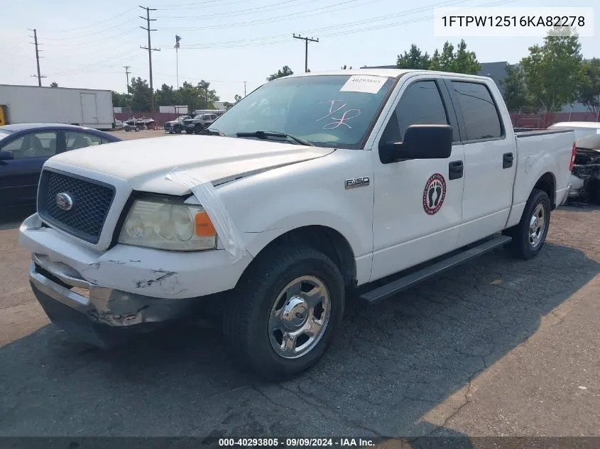 2006 Ford F-150 Lariat/Xlt VIN: 1FTPW12516KA82278 Lot: 40293805