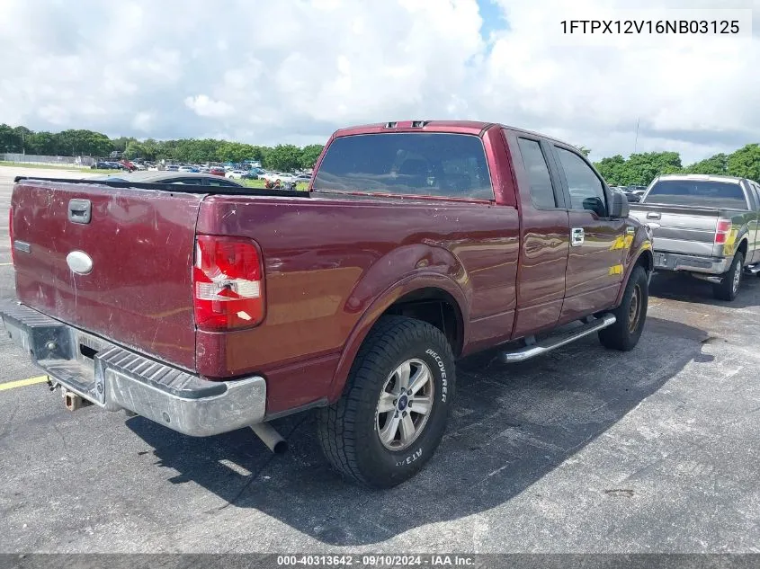 2006 Ford F-150 Lariat/Xl/Xlt VIN: 1FTPX12V16NB03125 Lot: 40313642