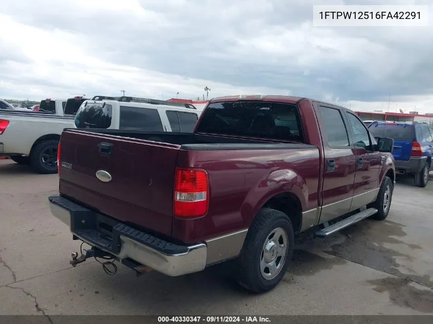 2006 Ford F-150 Lariat/Xlt VIN: 1FTPW12516FA42291 Lot: 40330347