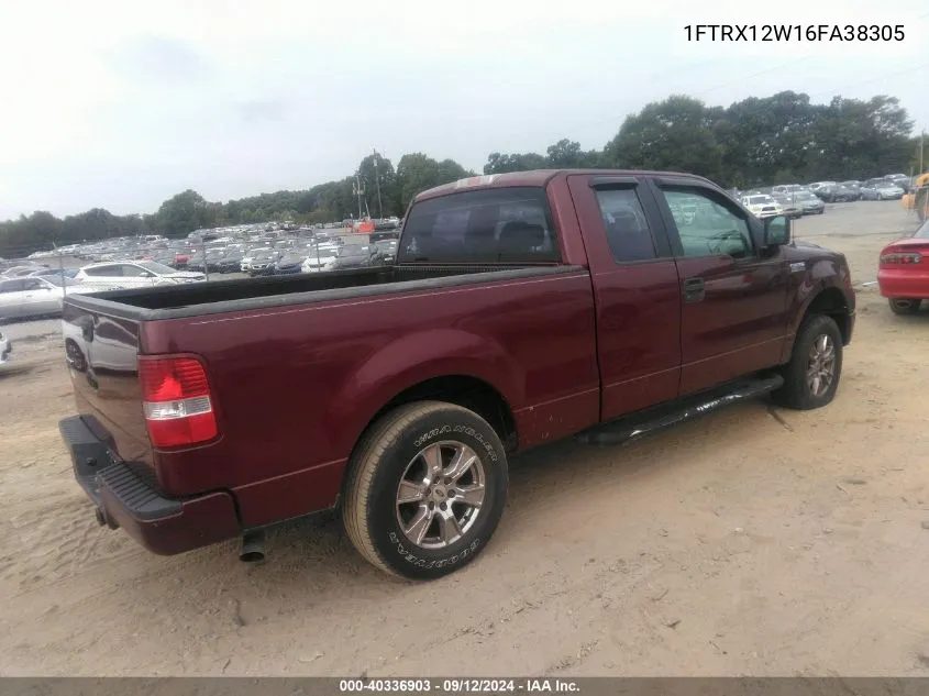 2006 Ford F-150 Stx/Xl/Xlt VIN: 1FTRX12W16FA38305 Lot: 40336903