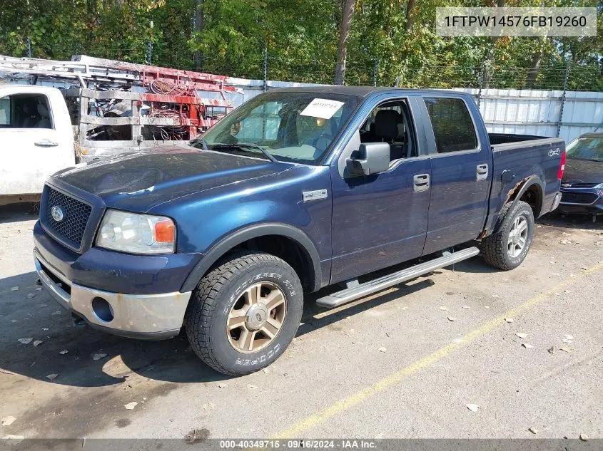 2006 Ford F-150 Fx4/Lariat/Xlt VIN: 1FTPW14576FB19260 Lot: 40349715