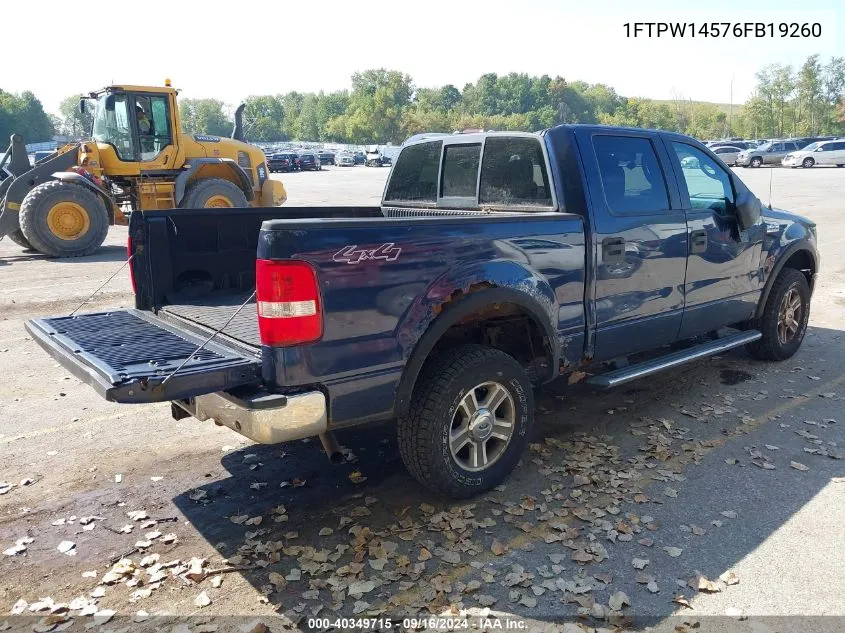 2006 Ford F-150 Fx4/Lariat/Xlt VIN: 1FTPW14576FB19260 Lot: 40349715