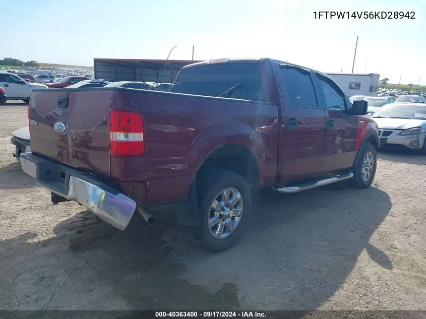 2006 Ford F-150 Fx4/Lariat/Xlt VIN: 1FTPW14V56KD28942 Lot: 40363400