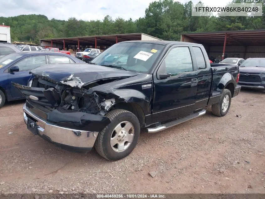 2006 Ford F150 VIN: 1FTRX02W86KB40248 Lot: 40459256