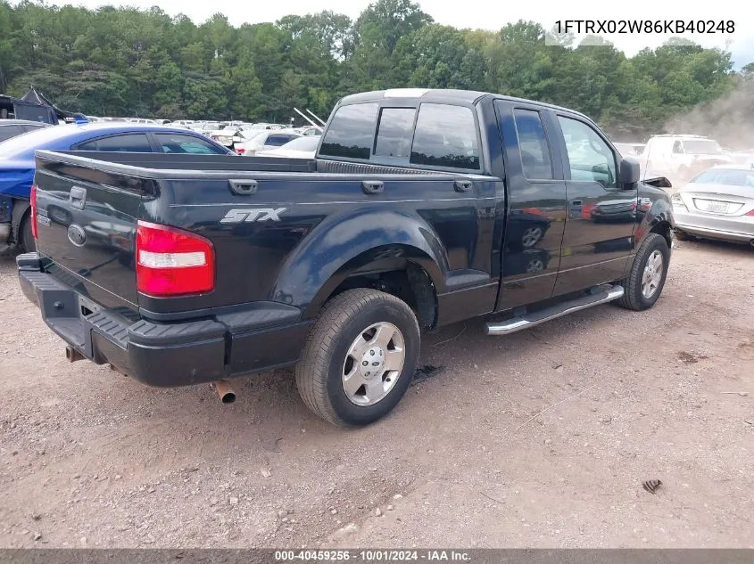 2006 Ford F150 VIN: 1FTRX02W86KB40248 Lot: 40459256