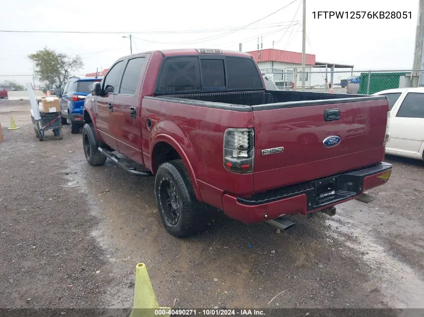 2006 Ford F-150 Lariat/Xlt VIN: 1FTPW12576KB28051 Lot: 40490271