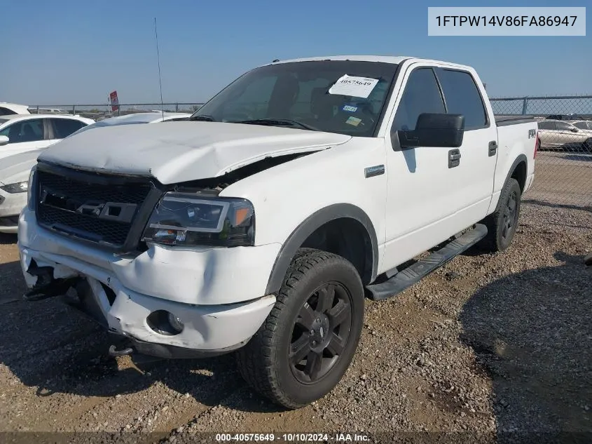 2006 Ford F-150 Fx4/Lariat/Xlt VIN: 1FTPW14V86FA86947 Lot: 40575649