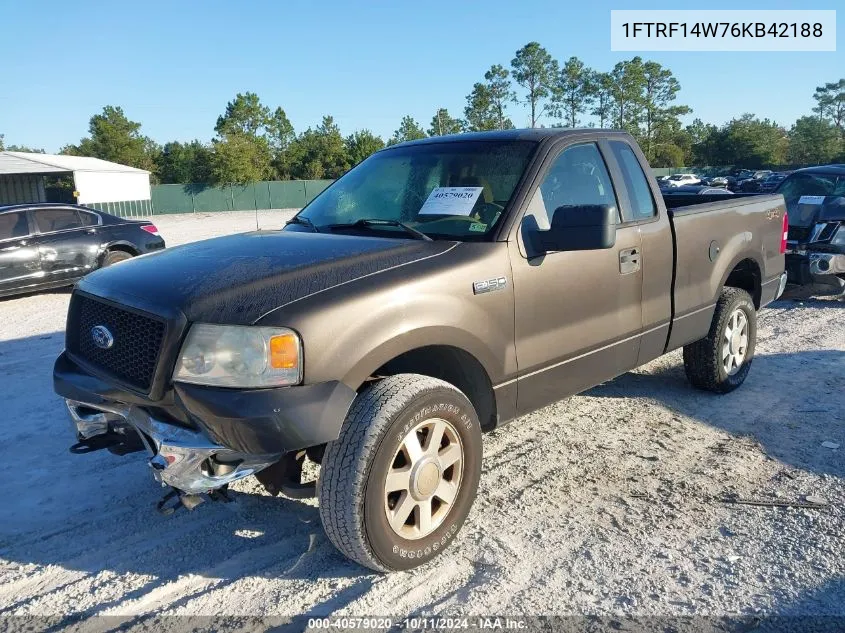 2006 Ford F150 VIN: 1FTRF14W76KB42188 Lot: 40579020