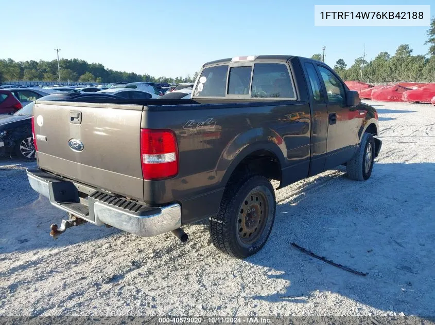 2006 Ford F150 VIN: 1FTRF14W76KB42188 Lot: 40579020