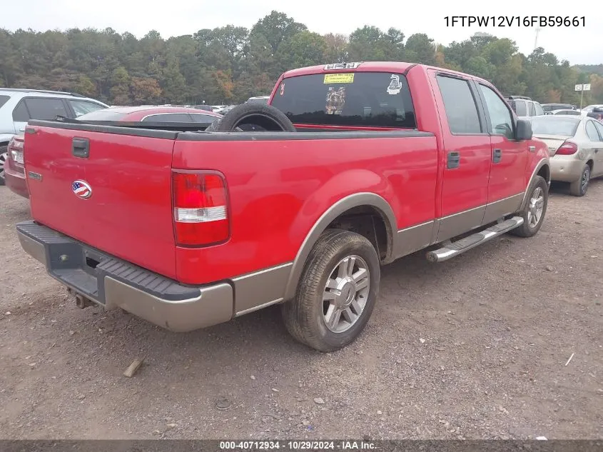 2006 Ford F-150 Lariat/Xlt VIN: 1FTPW12V16FB59661 Lot: 40712934