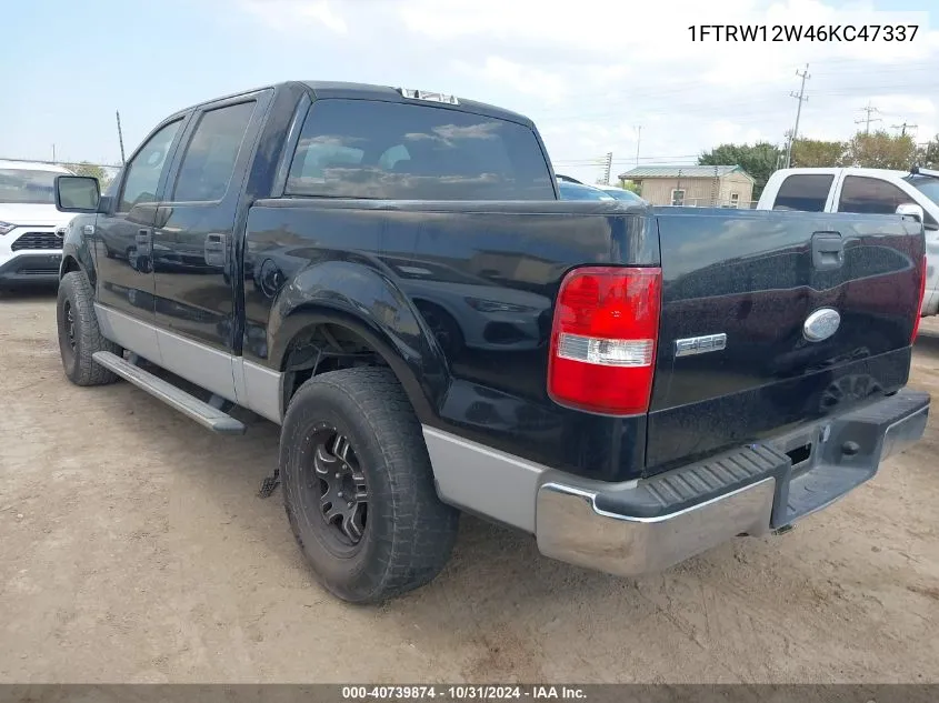 2006 Ford F-150 Xlt VIN: 1FTRW12W46KC47337 Lot: 40739874