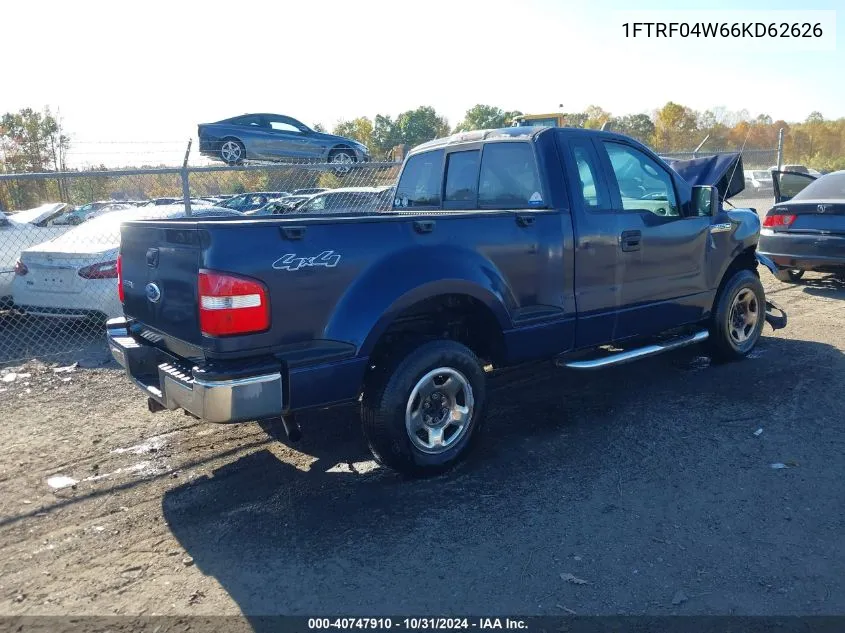 2006 Ford F-150 Stx/Xlt VIN: 1FTRF04W66KD62626 Lot: 40747910