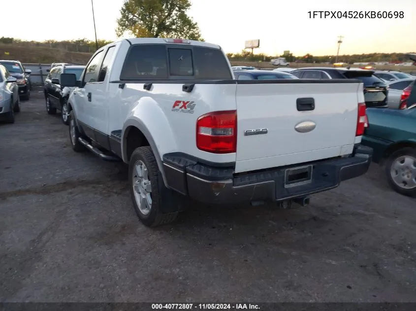 2006 Ford F-150 Fx4/Xlt VIN: 1FTPX04526KB60698 Lot: 40772807