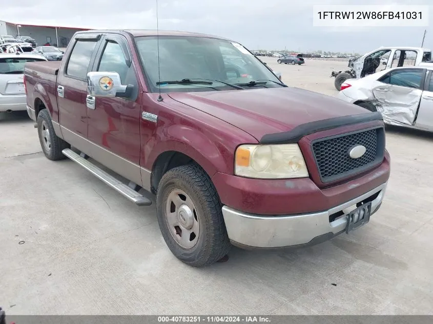 2006 Ford F-150 Xlt VIN: 1FTRW12W86FB41031 Lot: 40783251