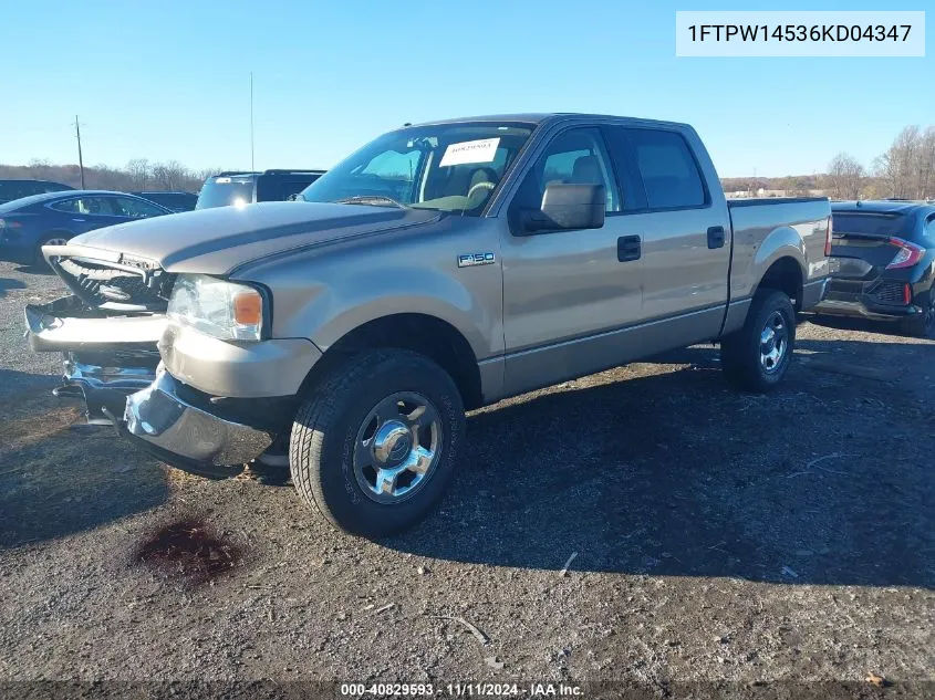 2006 Ford F-150 Fx4/Lariat/Xlt VIN: 1FTPW14536KD04347 Lot: 40829593