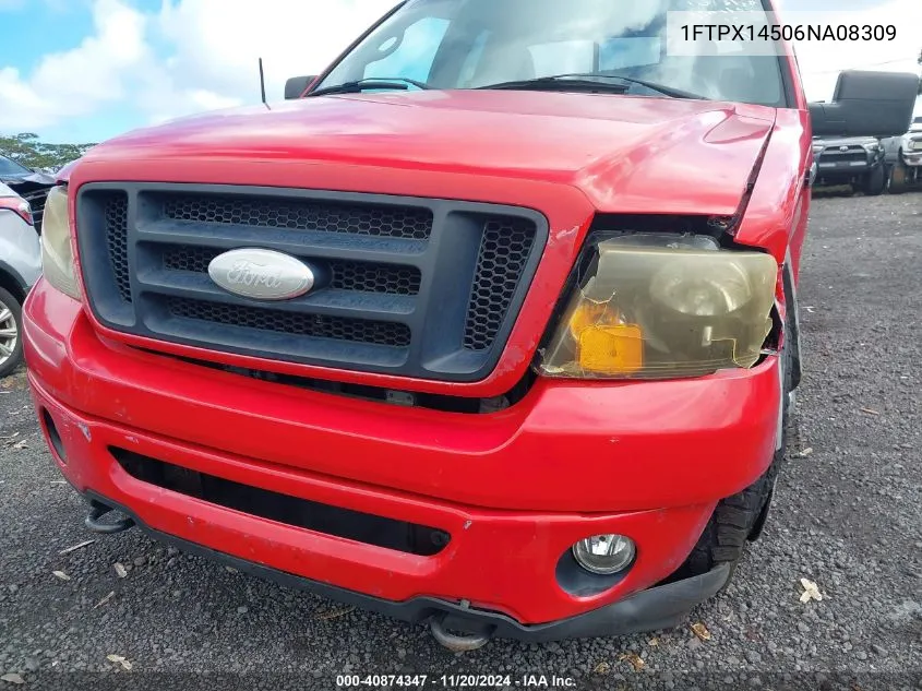 2006 Ford F-150 Fx4/Lariat/Xl/Xlt VIN: 1FTPX14506NA08309 Lot: 40874347