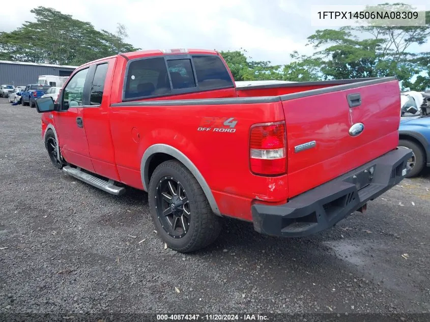 2006 Ford F-150 Fx4/Lariat/Xl/Xlt VIN: 1FTPX14506NA08309 Lot: 40874347