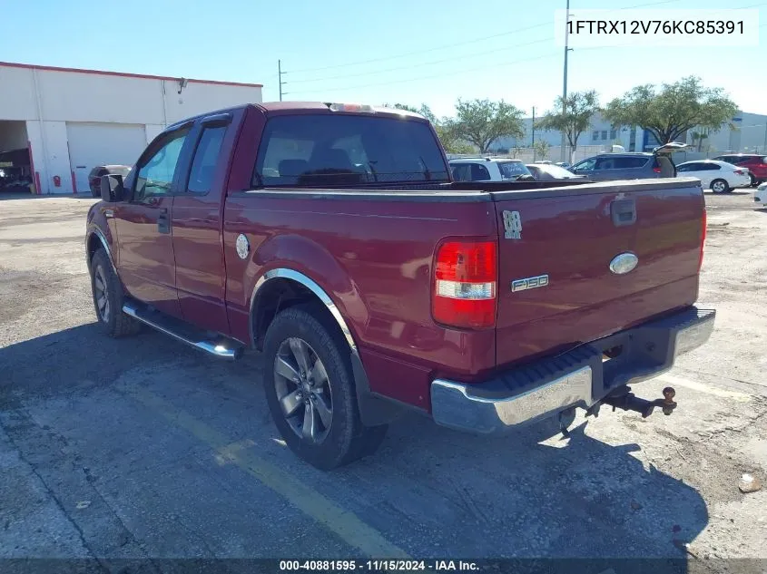 2006 Ford F-150 Lariat/Xlt VIN: 1FTRX12V76KC85391 Lot: 40881595