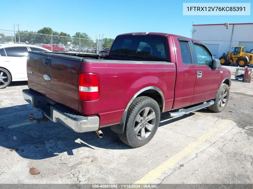 2006 Ford F-150 Lariat/Xlt VIN: 1FTRX12V76KC85391 Lot: 40881595