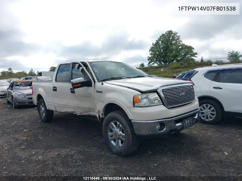 2007 Ford F-150 VIN: 1FTPW14V07FB01538 Lot: 12115449