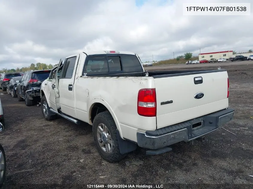 2007 Ford F-150 VIN: 1FTPW14V07FB01538 Lot: 12115449