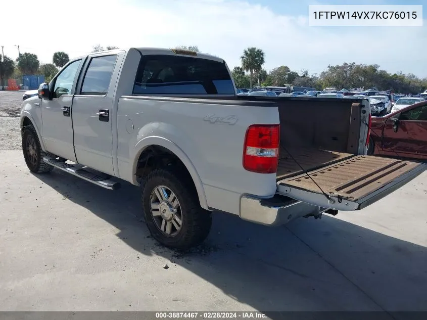 2007 Ford F-150 Fx4/Lariat/Xlt VIN: 1FTPW14VX7KC76015 Lot: 38874467