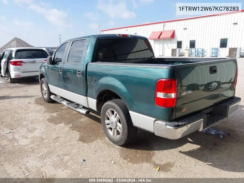 2007 Ford F-150 Xlt VIN: 1FTRW12W67KC78283 Lot: 38886063