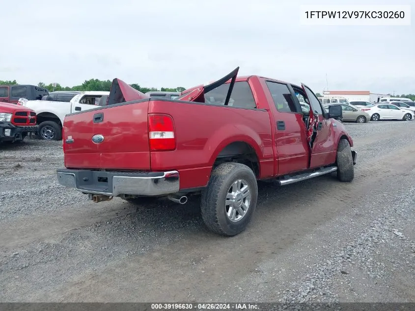 2007 Ford F-150 Lariat/Xlt VIN: 1FTPW12V97KC30260 Lot: 39196630