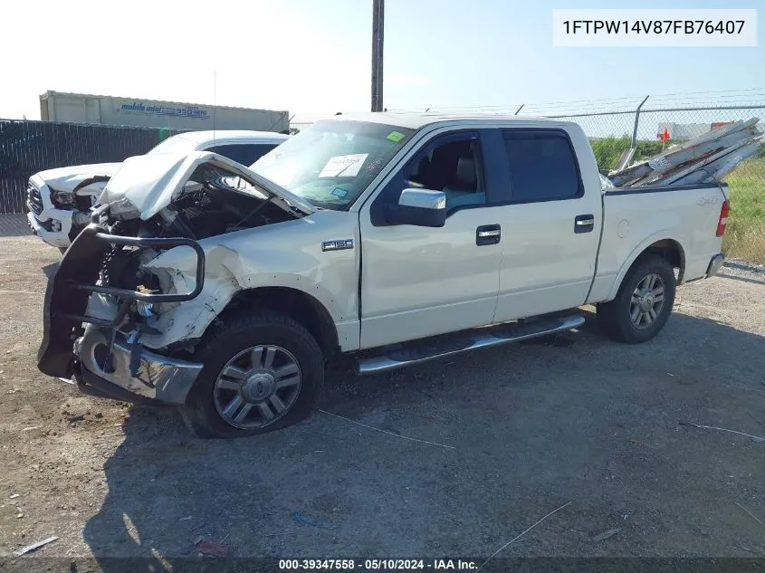 2007 Ford F-150 Fx4/Lariat/Xlt VIN: 1FTPW14V87FB76407 Lot: 39347558