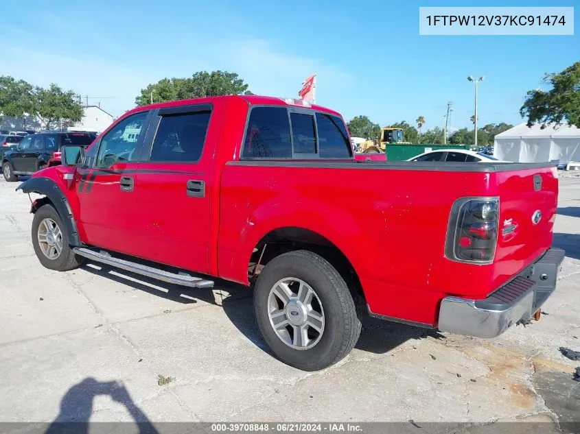 2007 Ford F-150 Lariat/Xlt VIN: 1FTPW12V37KC91474 Lot: 39708848