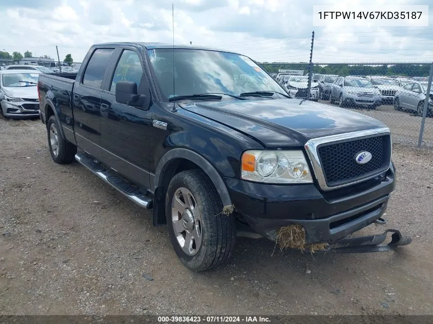 2007 Ford F-150 Fx4/Lariat/Xlt VIN: 1FTPW14V67KD35187 Lot: 39836423