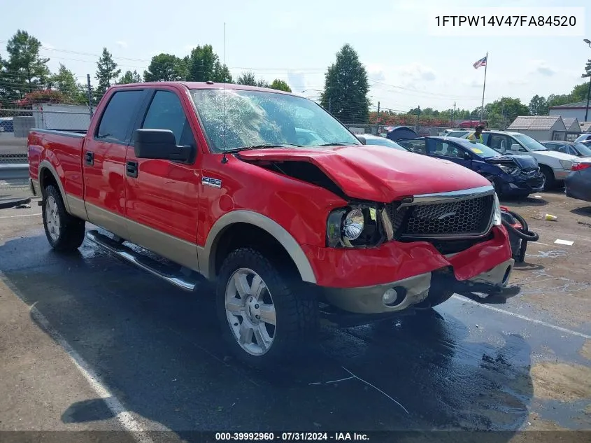 2007 Ford F-150 Fx4/Lariat/Xlt VIN: 1FTPW14V47FA84520 Lot: 39992960