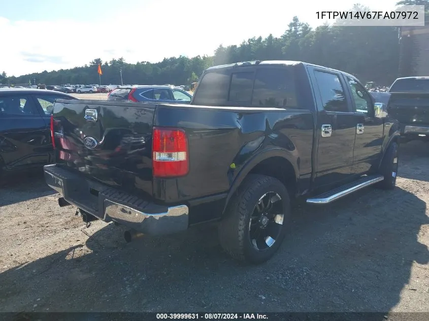 2007 Ford F-150 Fx4/Lariat/Xlt VIN: 1FTPW14V67FA07972 Lot: 39999631