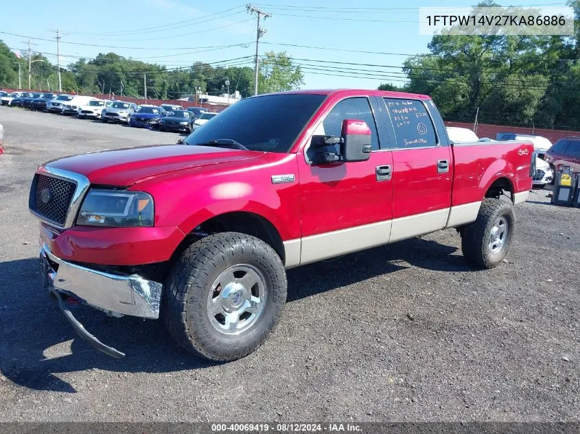 2007 Ford F-150 Fx4/Lariat/Xlt VIN: 1FTPW14V27KA86886 Lot: 40069419