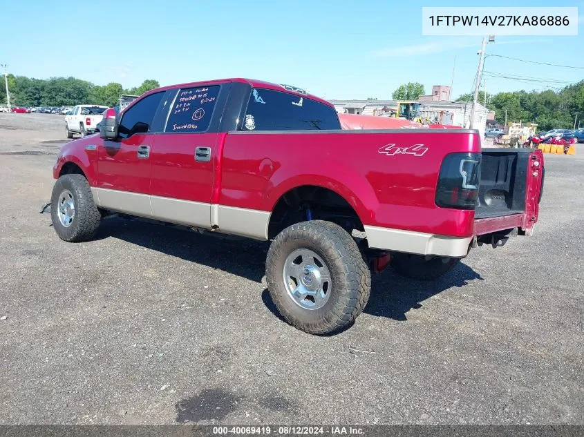 2007 Ford F-150 Fx4/Lariat/Xlt VIN: 1FTPW14V27KA86886 Lot: 40069419