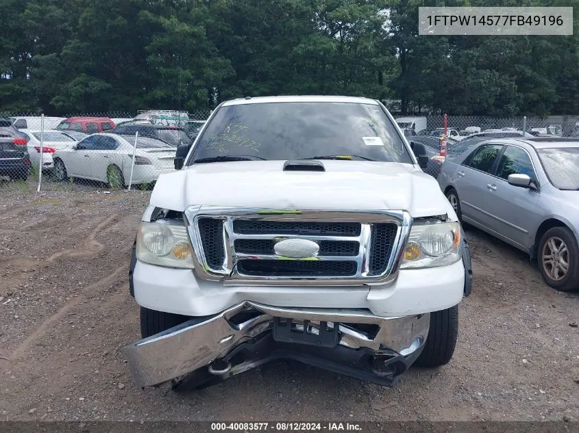 2007 Ford F-150 Fx4/Lariat/Xlt VIN: 1FTPW14577FB49196 Lot: 40083577