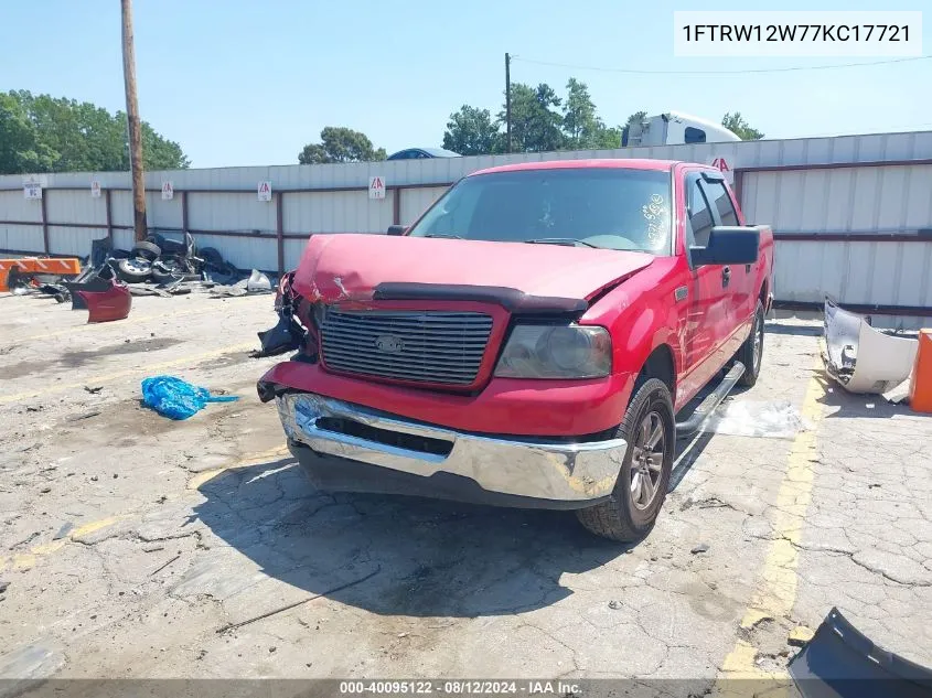 2007 Ford F-150 Xlt VIN: 1FTRW12W77KC17721 Lot: 40095122