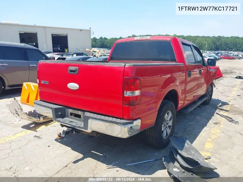 2007 Ford F-150 Xlt VIN: 1FTRW12W77KC17721 Lot: 40095122