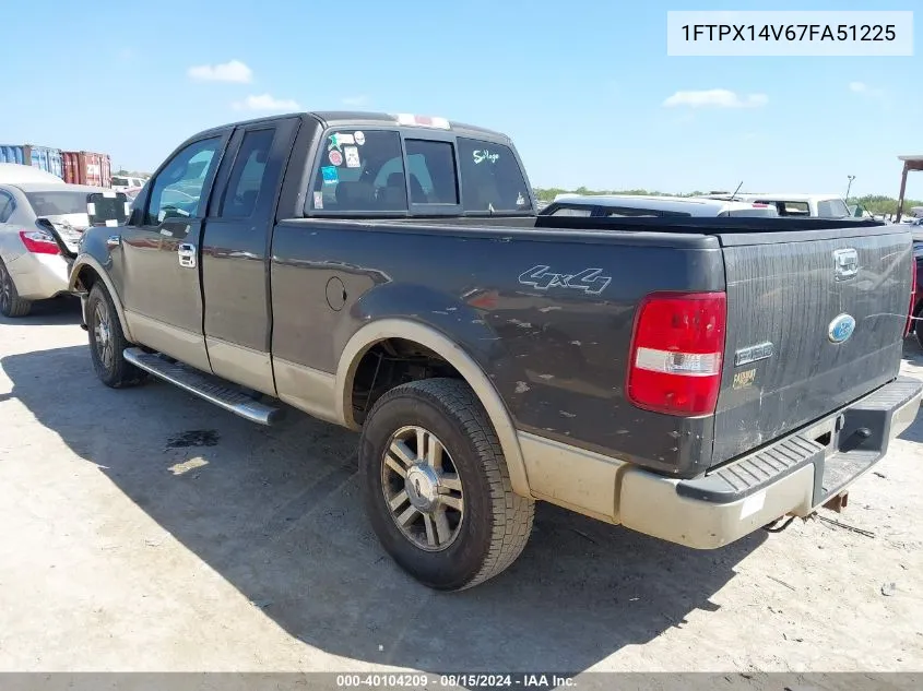 2007 Ford F-150 Fx4/Lariat/Xl/Xlt VIN: 1FTPX14V67FA51225 Lot: 40104209